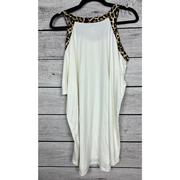 NWT Ladies Plus Watermelon Ivory Leopard Print Cold Shoulder Boutique Top - 3X - Picture 3 of 4